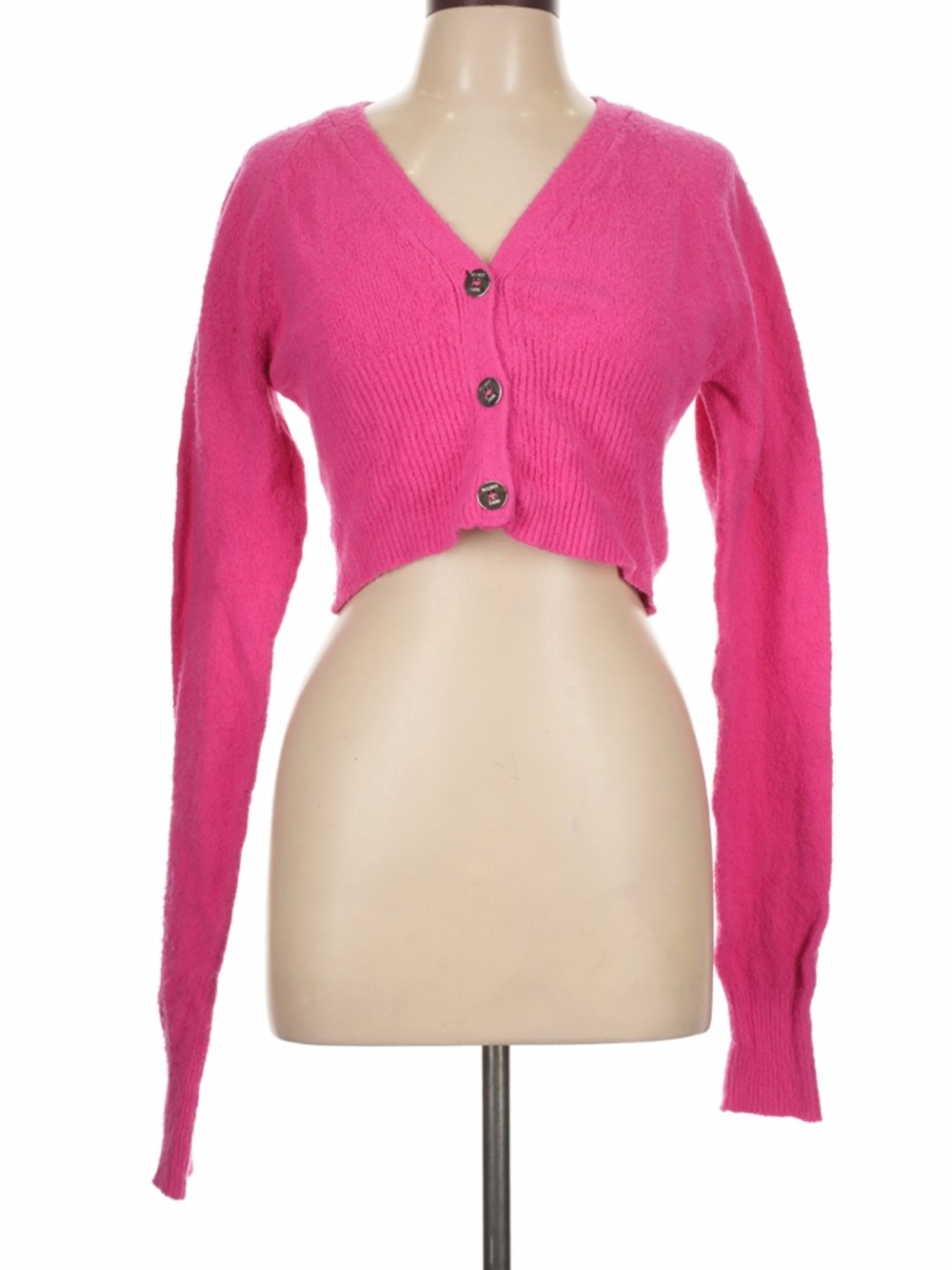 Helmut Lang Cropped V-Neck Button Cardigan
